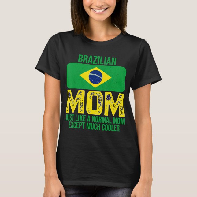 Vintage brasilianische Mama Brasilien Flaggendesig T-Shirt (Vorderseite)