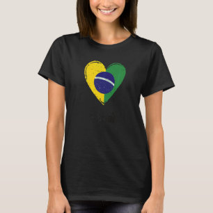 Vintage brasilianische Roots Herz Brasilien Flagge T-Shirt