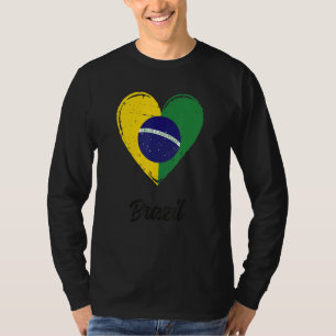 Vintage brasilianische Wurzeln Herz Brasilien Flag T-Shirt