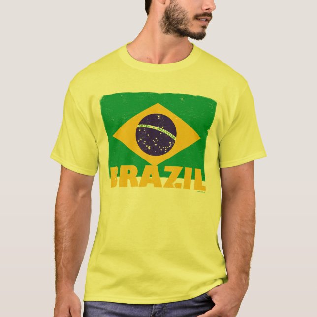 Vintage Brasilien-Flagge T-Shirt (Vorderseite)