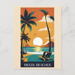 Vintage Brasilien Tropischer Strand Ozean Reise Postkarte