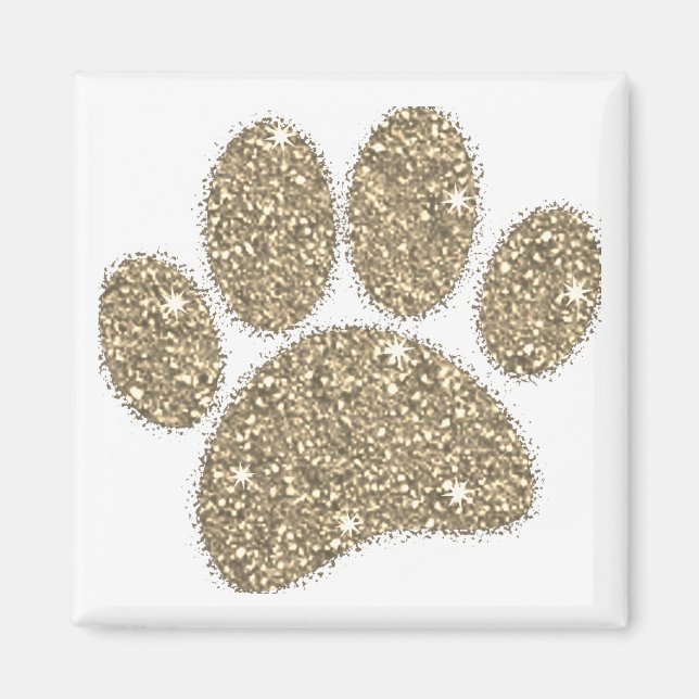 Vintage Brass Faux Glitter Dog Paw Print Magnet (Vorne)