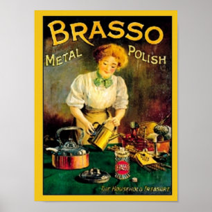 Vintage Brasso Metal Polnisch Werbung Poster