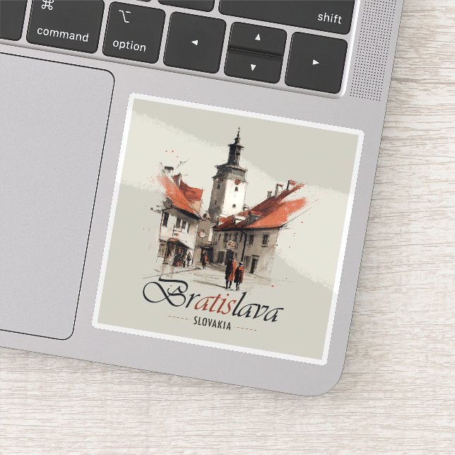 Vintage Bratislava Slowakei Reisen, Altstadt Aufkleber (Detail)
