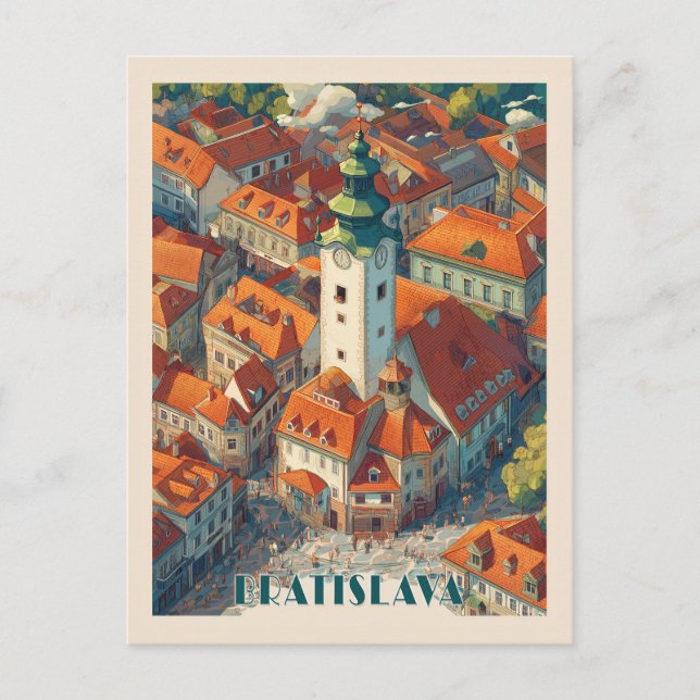 Vintage Bratislava Slowakei Reisen, Altstadt Postkarte (Vorderseite)