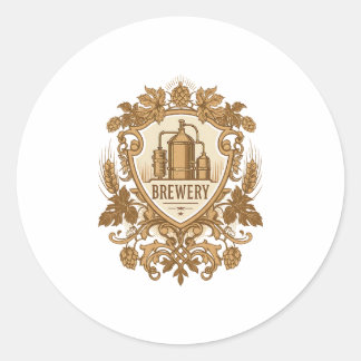 Vintage Brauerei-Emblem-Aufkleber | Klassisches Cr Runder Aufkleber