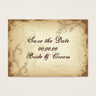Vintage braun beige Scrollblatt Save the Date