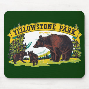 Vintage Braunbären im Yellowstone-Nationalpark Mousepad