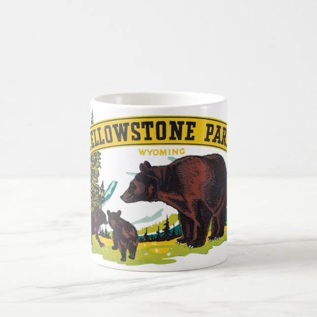 Vintage Braunbären im Yellowstone-Nationalpark Tasse (Mittel)