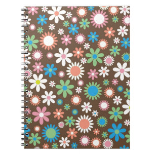 Vintage braune Blütenblüten Retro Frühlingsblumen Notizblock