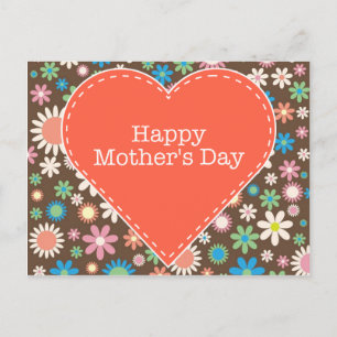 Vintage braune florale Disy Retro Mutter Tageskart Postkarte