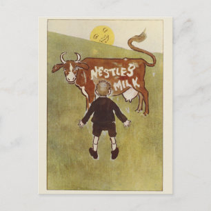 Vintage Braune Kuh Nestle's Milch Postkarte