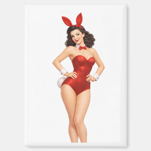 Vintage Braune Pin-Up-Häschen-Girl-Body Magnet