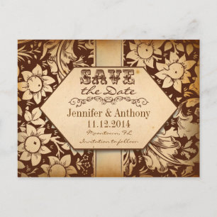 Vintage, braune Save the Date Postkarten