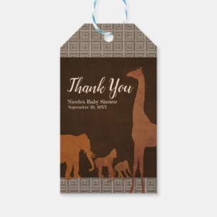Vintage Brauner Afrikanischer Safari Dschungel Zoo Geschenkanhänger