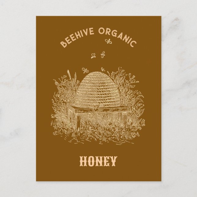 Vintage Brauner Bienenstock  Postkarte (Vorderseite)