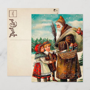 Vintage brauner Roben wütender Weihnachtsmann Weih Postkarte