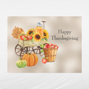 Vintage brauner Wagen Sonnenblume Ernte Thanksgivi Feiertagspostkarte