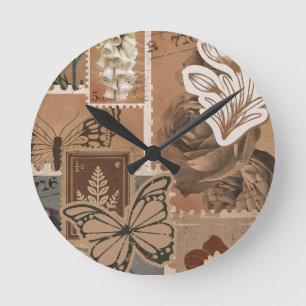 Vintage braunes Design mit ästhetischem Charme Runde Wanduhr
