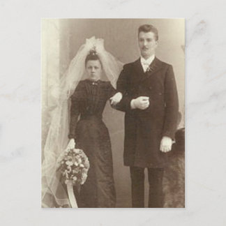 Vintage Braut & Bräutigam Romantische Hochzeitsfot Postkarte