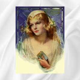 Vintage Braut, die eine Bibel hält, religiöse Hoch Poster