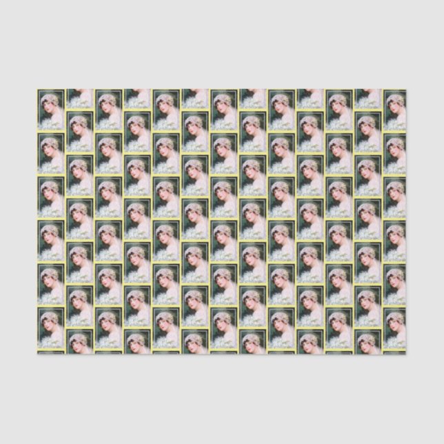 Vintage Braut Hochzeitlace Gelb und Grau Thema Seidenpapier (Vorderseite)