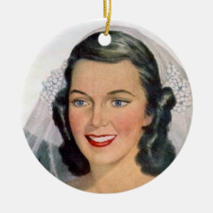 Vintage Braut Keramik Ornament