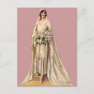 Vintage Braut Postkarte