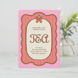 Vintage Braut-Teeparty in Rosa und Rot Einladung