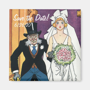 Vintage Braut und Bräutigam Hochzeit Save the Date Magnet