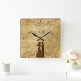 Vintage Brautpavillon individuelle Namen Quadratische Wanduhr