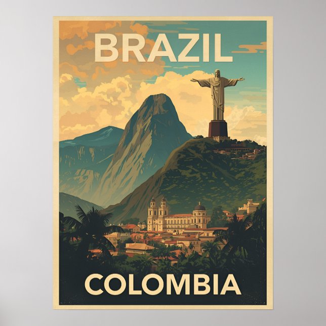 Vintage Brazil Colombia Travel Retro South America Poster (Vorne)