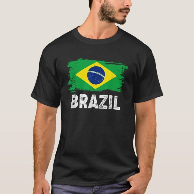 Vintage Brazil Flag Brazilian Family Pride  T-Shirt (Vorderseite)