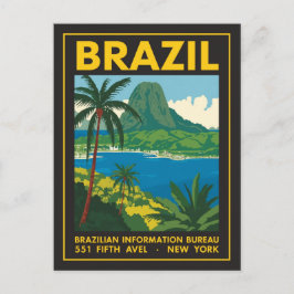 Vintage Brazil Travel Poster Coastal View Postkarte