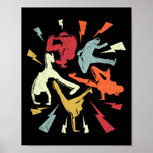 Vintage Breakdancing B-Boy Posen Retro Hip-Hop Poster