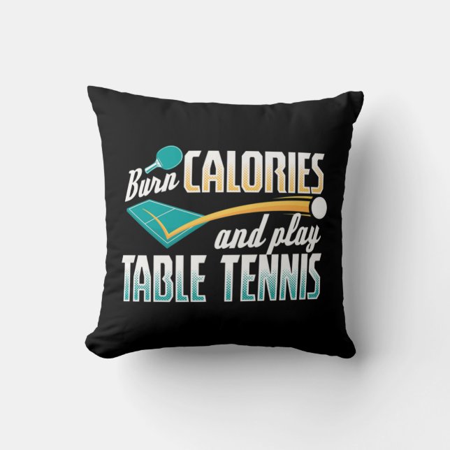 Vintage Brennkalorien und Tischtennis P Kissen (Vorderseite)