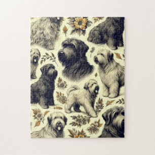 Vintage Briard Hund nahtlos Puzzle