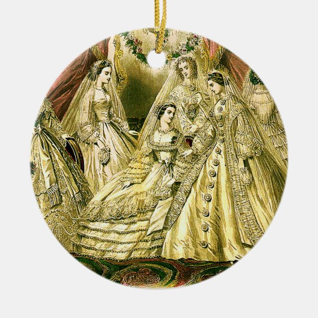 Vintage Bridal Brides Antique White Wedding Keramikornament (Vorne)