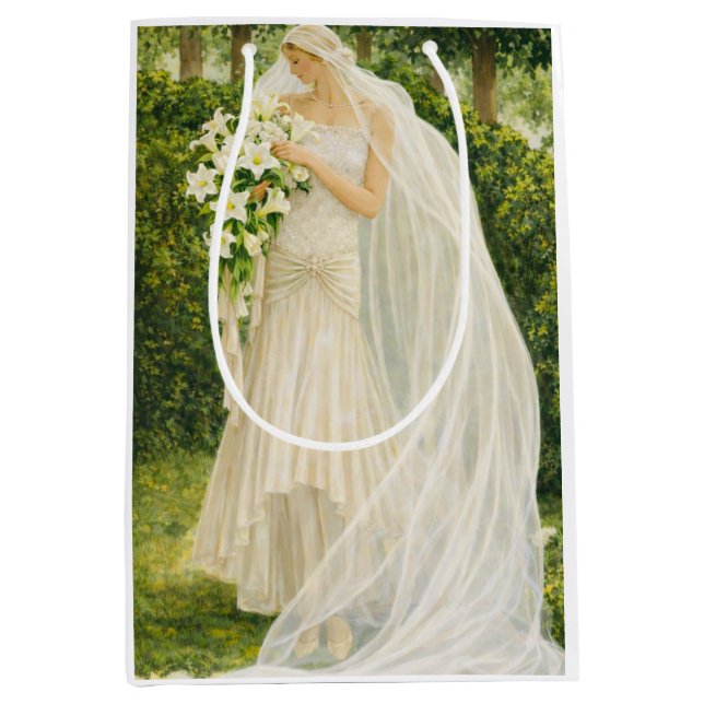 Vintage bride Gift Bag Mittlere Geschenktüte (Vorderseite)
