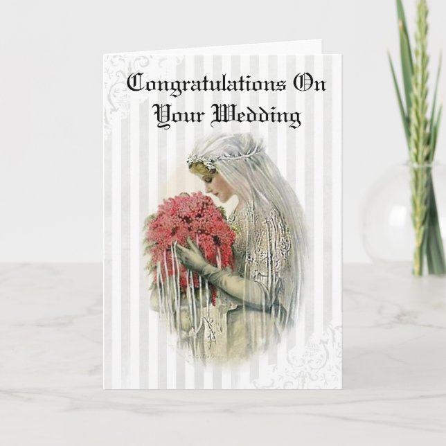 Vintage Bride Gratulation zu Ihrer Hochzeit Karte (Vorderseite)