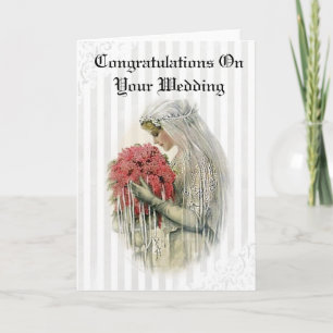 Vintage Bride Gratulation zu Ihrer Hochzeit Karte