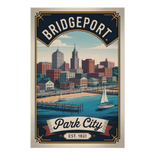 Vintage Bridgeport Connecticut Retro-Reiseposter Poster