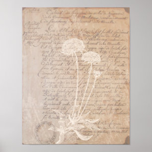 Vintage-Brief und Poster mit botanischem Druck