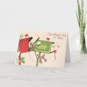 Vintage - Briefkästen voller Weihnachtskarten, Feiertagskarte