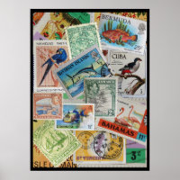 Vintage Briefmarke auf der Insel Poster Printwerbu