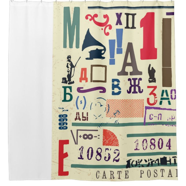 Vintage Briefmarke: Dokumentdekor Duschvorhang (Vorderseite)