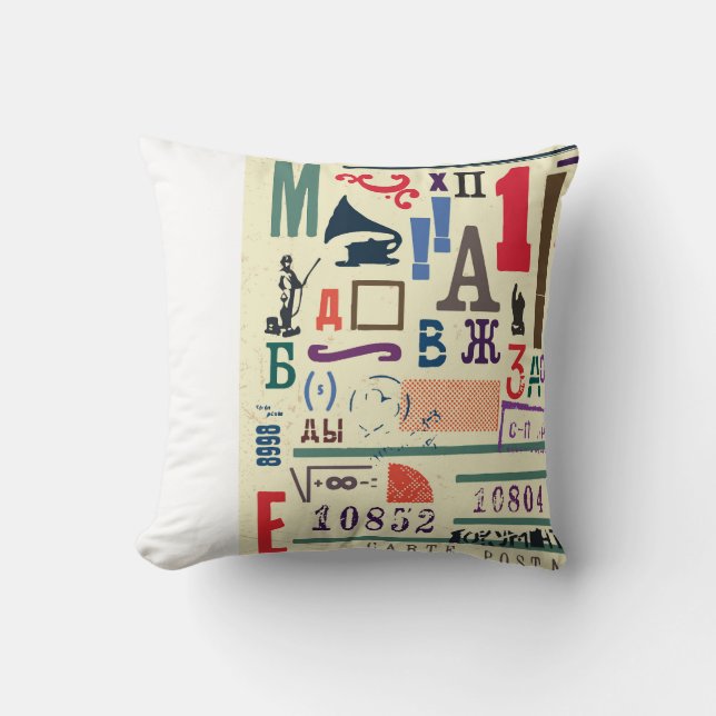 Vintage Briefmarke: Dokumentdekor Kissen (Vorderseite)