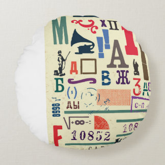 Vintage Briefmarke: Dokumentdekor Rundes Kissen