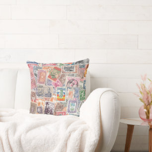 Vintage Briefmarke Gestaltung des Reisethemas Kissen