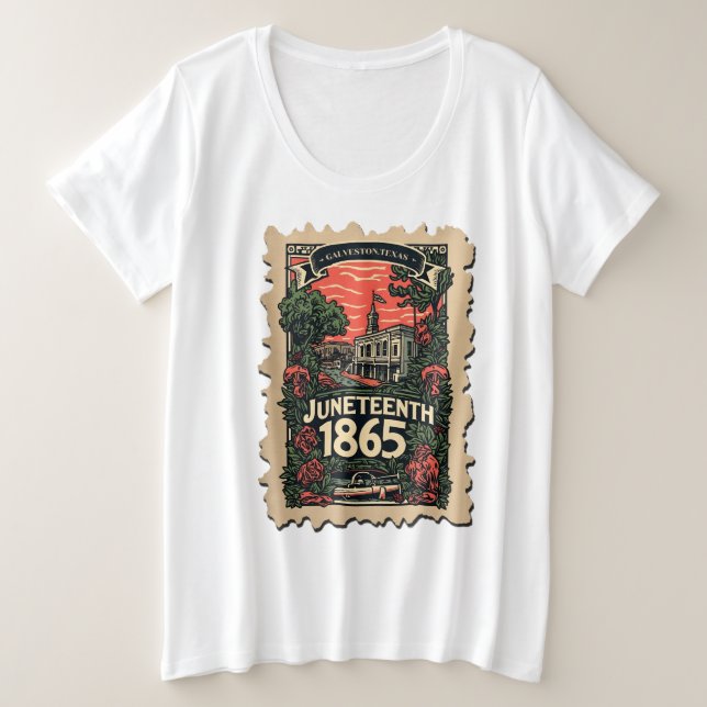 Vintage Briefmarke Große Größe T-Shirt (Design vorne)